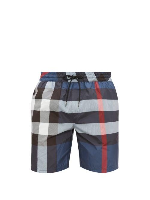 Matchesfashion.com Burberry - Exploded Check Swim Shorts - Mens - Blue