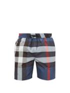 Matchesfashion.com Burberry - Exploded Check Swim Shorts - Mens - Blue
