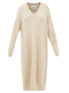 Lauren Manoogian - V-neck Alpaca Sweater Dress - Womens - Light Beige