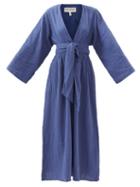Mara Hoffman - Blair Plunge-neck Organic-cotton Voile Maxi Dress - Womens - Blue