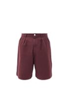 Raf Simons - Logo-patch Cotton-twill Chino Shorts - Mens - Burgundy