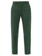 Matchesfashion.com Racil - Aries Cropped Houndstooth-check Tweed Trousers - Womens - Black Green
