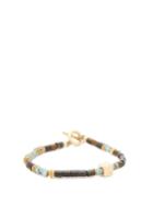 Matchesfashion.com M Cohen - Raging Saddle Gold And Tiger's Eye Bead Bracelet - Mens - Blue