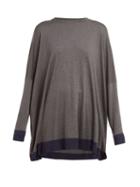 Matchesfashion.com Eskandar - Contrast Trim Knitted Silk Sweater - Womens - Grey Navy