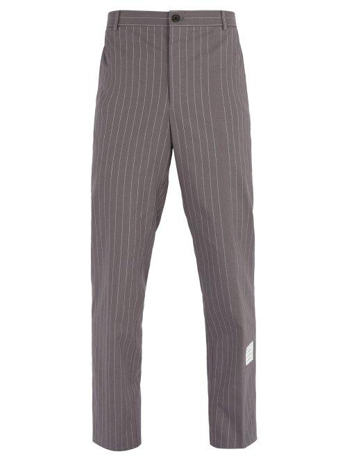Matchesfashion.com Thom Browne - Pinstripe Cotton Trousers - Mens - Grey
