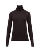 Matchesfashion.com Sara Lanzi - Merino Wool Roll Neck Top - Womens - Black