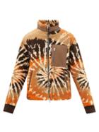 Amiri - Leather-trim Tie-dye Fleece Jacket - Mens - Orange