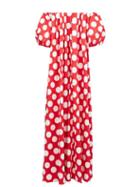 Matchesfashion.com Sara Battaglia - Off-the-shoulder Polka-dot Cotton-blend Maxi Dress - Womens - Red White