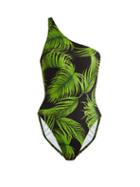 Matchesfashion.com Norma Kamali - Milo One Shoulder Swimsuit - Womens - Green Print