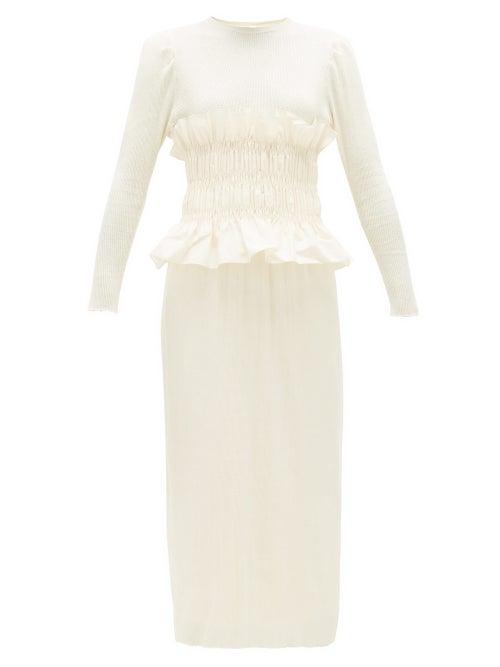 Matchesfashion.com Johanna Ortiz - Enlightened Moments Knitted Cotton Dress - Womens - Ivory