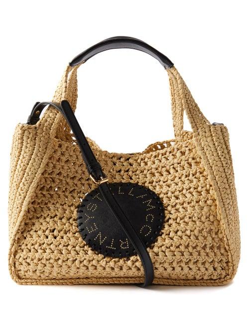 Stella Mccartney - Logo-patch Raffia Cross-body Bag - Womens - Cream