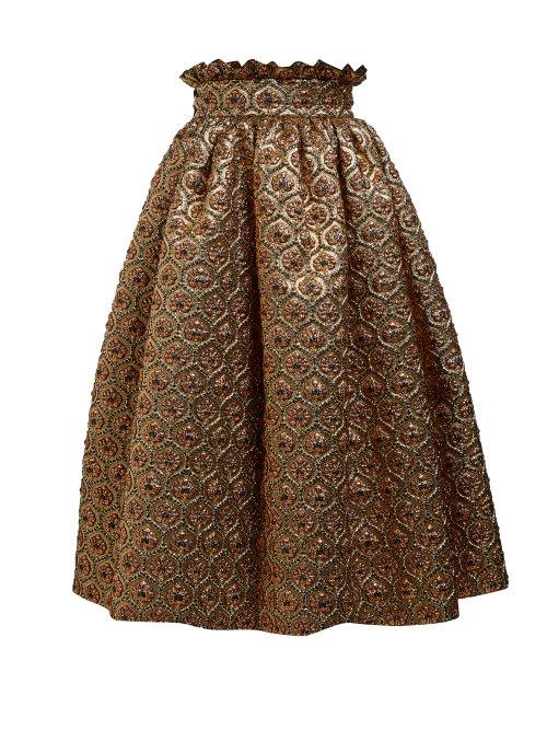 Matchesfashion.com Dolce & Gabbana - Matelass Jacquard Skirt - Womens - Gold