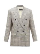 Matchesfashion.com Isabel Marant - Celadim Houndstooth-check Linen-blend Blazer - Womens - Grey