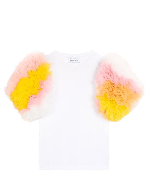 Matchesfashion.com Emilio Pucci - X Tomo Koizumi Tulle-sleeve Jersey T-shirt - Womens - White Multi