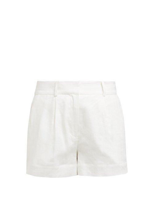 Matchesfashion.com Frame - Striped Linen Blend Shorts - Womens - Cream