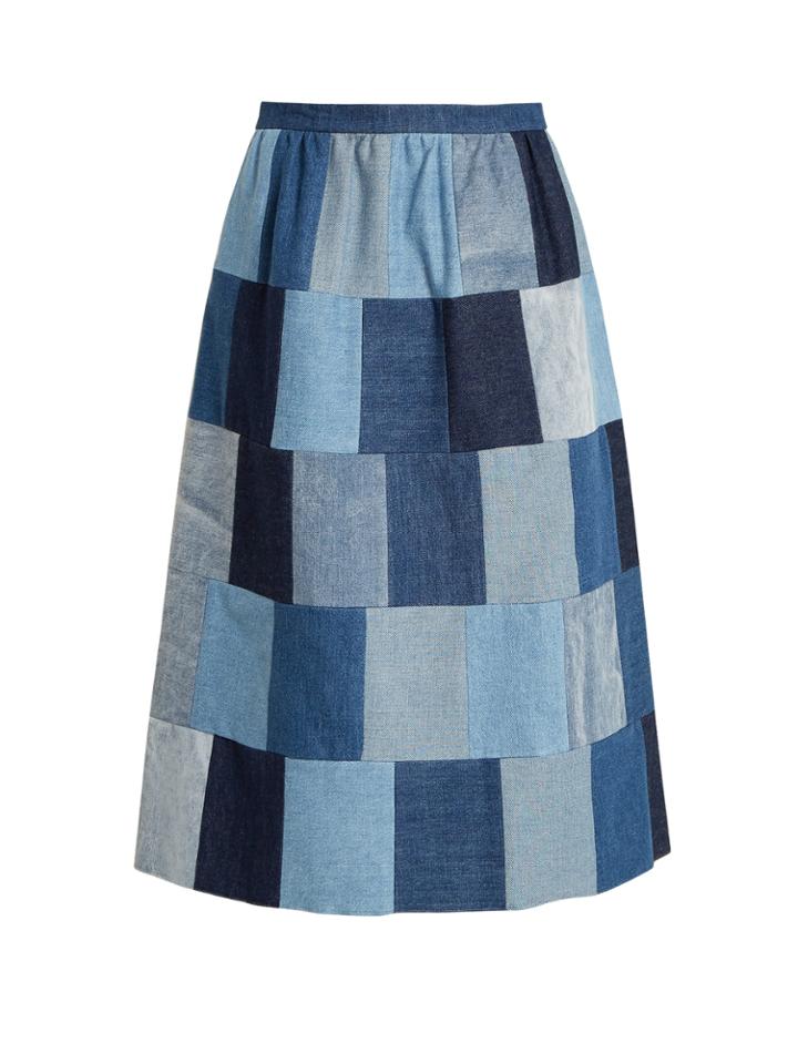 Redvalentino Patchwork Denim Midi Skirt
