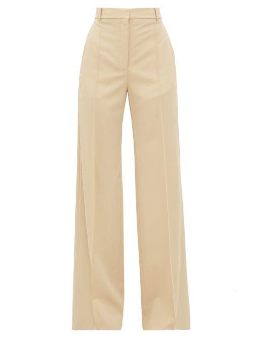 Matchesfashion.com Stella Mccartney - High Rise Tailored Wool Wide Leg Trousers - Womens - Ivory