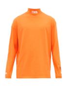 Matchesfashion.com Heron Preston -  Logo Embroidered Cotton Long Sleeved T Shirt - Mens - Orange