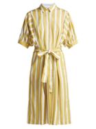 Matchesfashion.com Thierry Colson - Iolanda Striped Cotton Dress - Womens - Yellow Multi