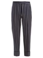 Thom Browne Tapered-leg Striped Wool-blend Cropped Trousers