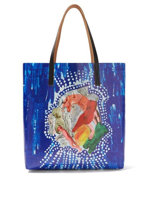 Matchesfashion.com Marni - Estia Print Leather Tote - Womens - Blue Multi