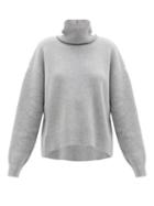 Matchesfashion.com Raey - Cropped Displaced-sleeve Roll-neck Wool Sweater - Womens - Light Grey