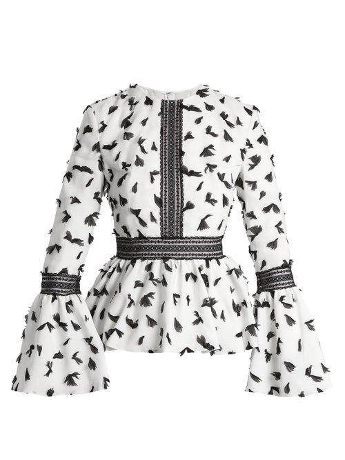 Matchesfashion.com Huishan Zhang - Pantoufele Petal Appliqu Twill Top - Womens - White Black