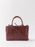 Bottega Veneta - Arco Mini Intrecciato-leather Tote Bag - Womens - Burgundy