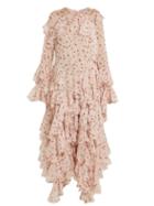 Matchesfashion.com Preen By Thornton Bregazzi - Genevieve Asymmetric Ruffle Silk Chiffon Dress - Womens - Pink Multi