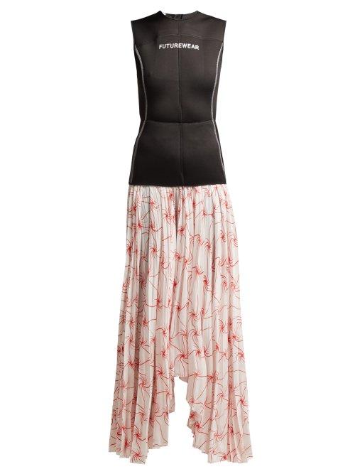 Matchesfashion.com Marine Serre - Spin Flower Printed Skirt Wetsuit Dress - Womens - Black Multi