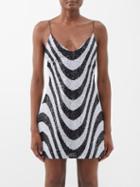 Halpern - Sequinned Jersey Mini Dress - Womens - Black & White