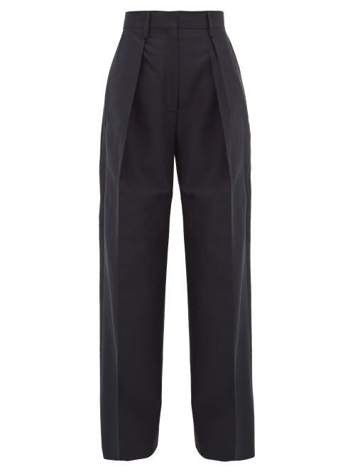 Matchesfashion.com Jacquemus - Carini Cotton Blend Wide Leg Trousers - Womens - Navy