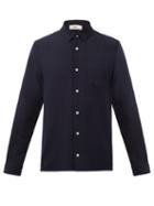 Sfr - Hampus Patch-pocket Crepe Shirt - Mens - Navy