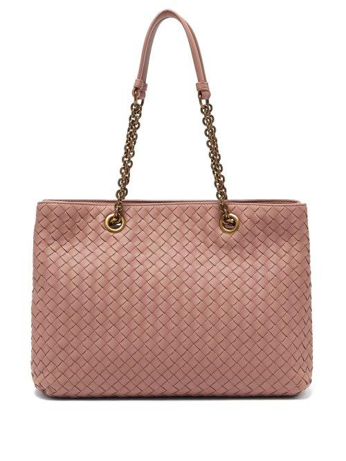Matchesfashion.com Bottega Veneta - Intrecciato Medium Leather Tote - Womens - Dark Pink