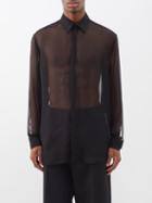 Valentino - Point Collar Silk-chiffon Shirt - Mens - Black