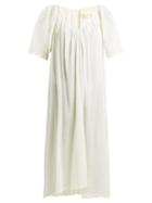 Matchesfashion.com Anaak - Uma Gathered Cotton Gauze Midi Dress - Womens - Cream