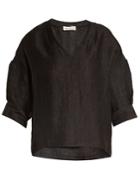 Masscob V-neck Linen-blend Top