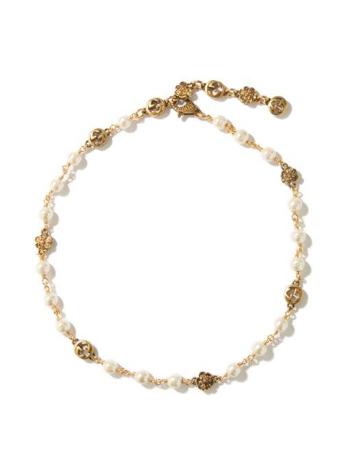 Ladies Jewellery Gucci - Gg-logo Faux-pearl Choker Necklace - Womens - Pearl