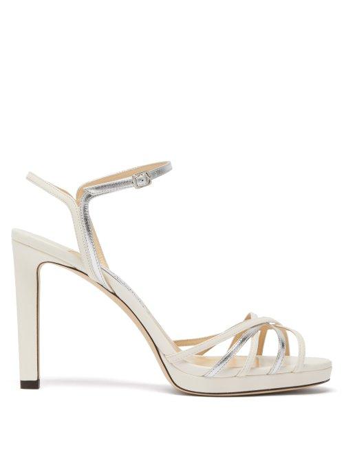 Matchesfashion.com Jimmy Choo - Lilah 100 Metallic Leather Sandals - Womens - White Silver