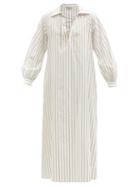 Zeus + Dione - Aiolos Herringbone-stripe Cotton Shirt Dress - Womens - Blue Stripe