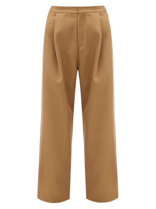 Matchesfashion.com Sara Lanzi - Wool-blend Twill Trousers - Womens - Beige