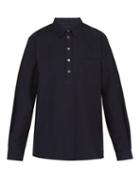 Matchesfashion.com A.p.c. - Luke Half Button Cotton Shirt - Mens - Navy