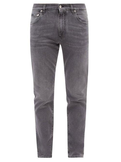 Mens Rtw Dolce & Gabbana - Logo-plaque Slim-fit Jeans - Mens - Grey