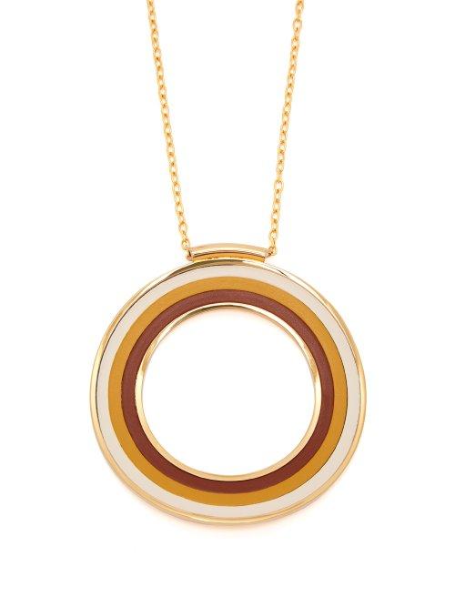 Matchesfashion.com Marni - Striped Circle Pendant Necklace - Womens - Brown