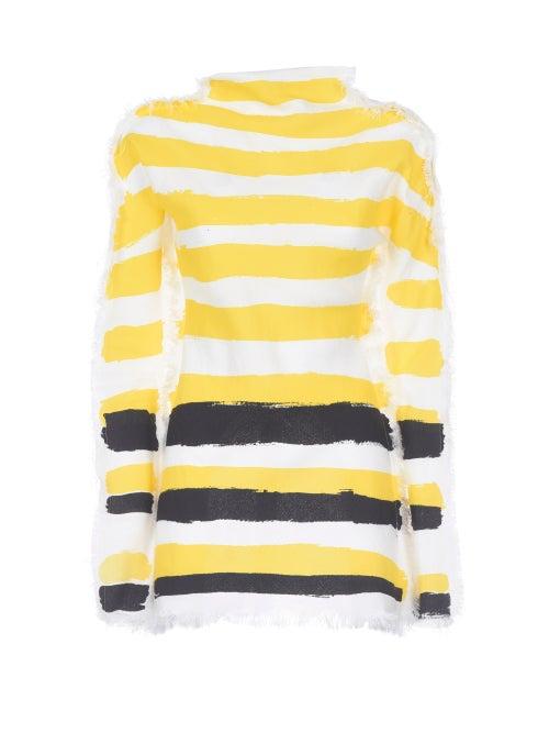 Matchesfashion.com Marni - Brushstroke-stripe Frayed Top - Womens - Yellow Multi