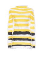 Matchesfashion.com Marni - Brushstroke-stripe Frayed Top - Womens - Yellow Multi