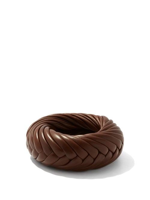 Matchesfashion.com Bottega Veneta - Braided-leather Cuff - Womens - Brown
