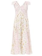 Matchesfashion.com Loveshackfancy - Archer Broderie-anglaise Cotton Midi Dress - Womens - White Multi