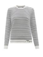 Moncler - Logo-embroidered Striped Cotton Sweater - Womens - Ivory