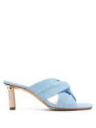 Matchesfashion.com Jacquemus - Bellagio Knotted Suede Mules - Womens - Light Blue